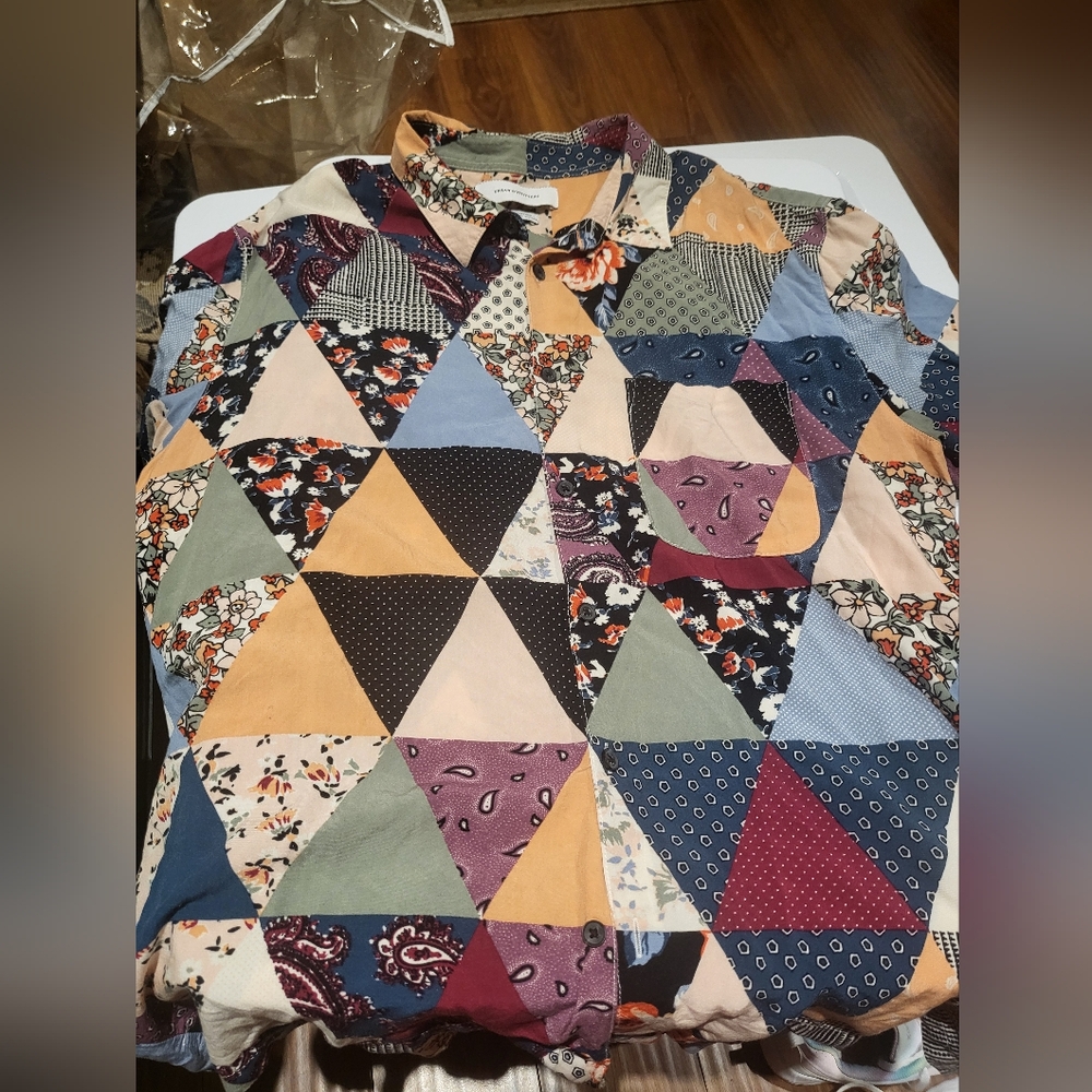 Urban Outfiters Y2k Colorful Patchwork Button-Up Shirt